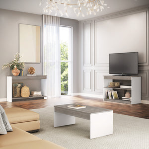 Homeroots 39" Gray And White Solid Console Table   528805