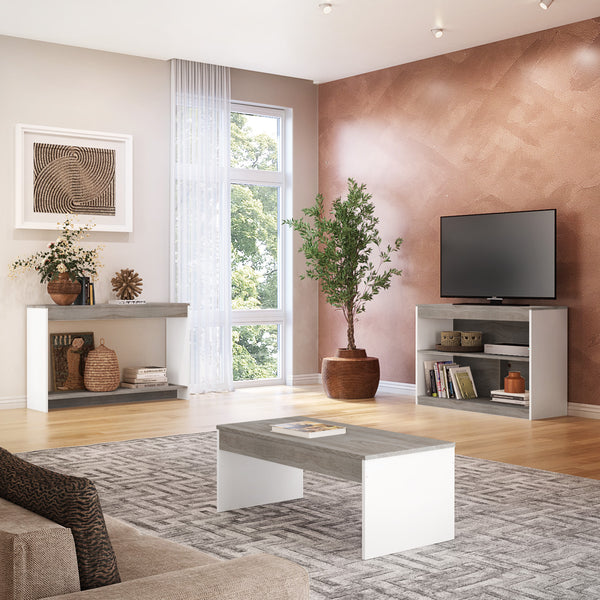 Homeroots 39" Gray And White Solid Console Table   528805