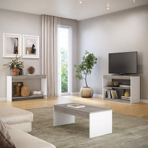 HomeRoots 39" Gray And White Console Table - Stylish Entryway & Living Room Furniture for Modern Spaces 528805