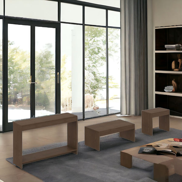 Homeroots Set Of Three 43" Brown Coffee Table   528808