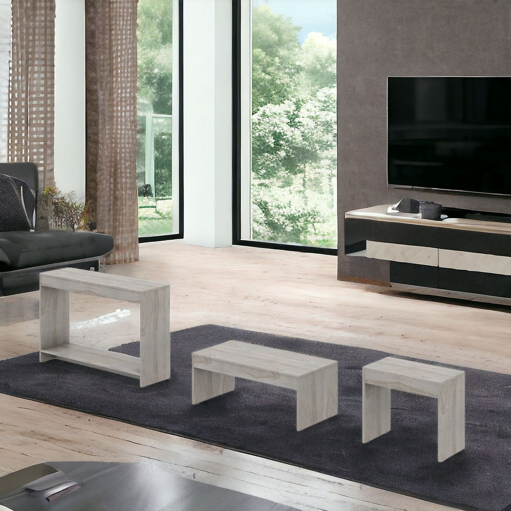 Homeroots Set Of Three 43" Light Gray Coffee Table   528809