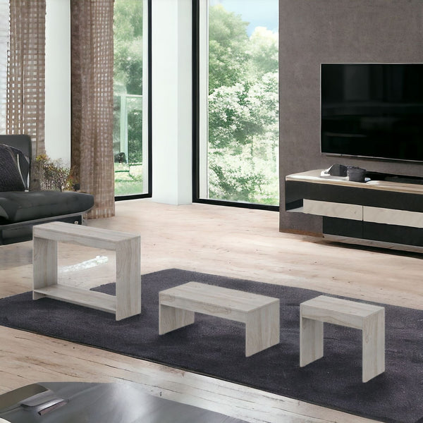 Homeroots Set Of Three 43" Light Gray Coffee Table   528809