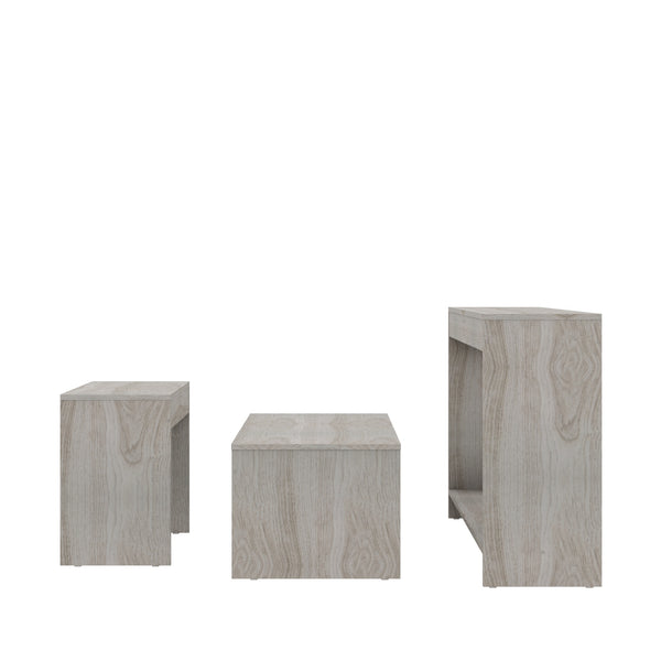 Homeroots Set Of Three 43" Light Gray Coffee Table   528809