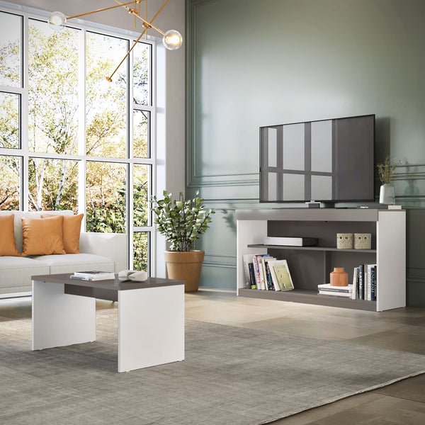 Homeroots 51" Light Gray And White Solid Console Table   528814