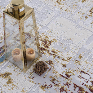 Homeroots 10' X 16' Red Blue And Ivory Abstract Washable Non Skid Area Rug  Polypropylene 528815