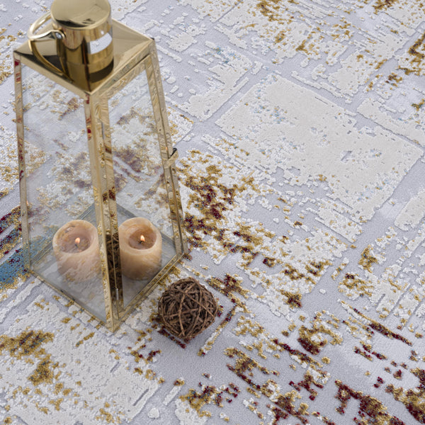 Homeroots 10' X 16' Red Blue And Ivory Abstract Washable Non Skid Area Rug  Polypropylene 528815