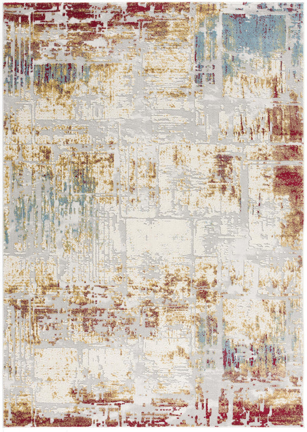 Homeroots 10' X 16' Red Blue And Ivory Abstract Washable Non Skid Area Rug  Polypropylene 528815
