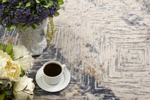 Homeroots 9' X 12' Blue And Ivory Abstract Distressed Area Rug  Polypropylene 528816