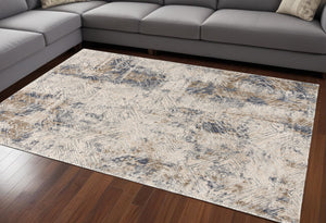 Homeroots 9' X 12' Blue And Ivory Abstract Distressed Area Rug  Polypropylene 528816
