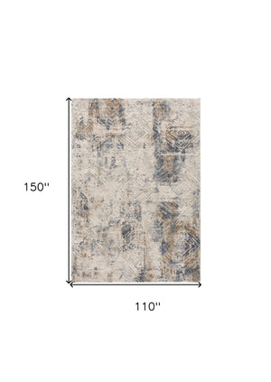 Homeroots 9' X 12' Blue And Ivory Abstract Distressed Area Rug  Polypropylene 528816