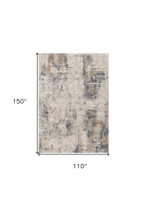 Homeroots 9' X 12' Blue And Ivory Abstract Distressed Area Rug  Polypropylene 528816