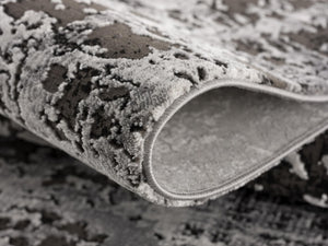 HomeRoots 10' Abstract Washable Area Rug in Gray, Brown & Ivory - Non-Skid, Durable, Stain-Resistant Design 528817
