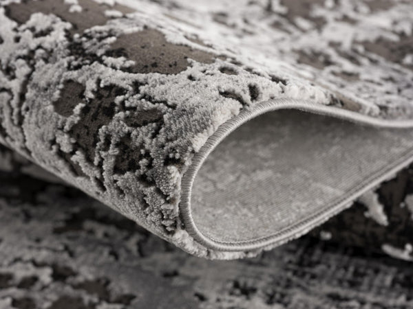HomeRoots 10' Abstract Washable Area Rug in Gray, Brown & Ivory - Non-Skid, Durable, Stain-Resistant Design 528817