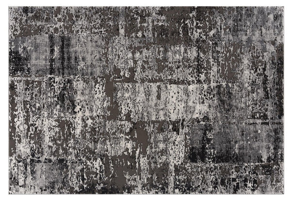 HomeRoots 10' Abstract Washable Area Rug in Gray, Brown & Ivory - Non-Skid, Durable, Stain-Resistant Design 528817