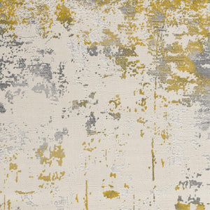 Homeroots 10' X 14' Gold And Ivory Abstract Washable Non Skid Area Rug  Polypropylene 528818