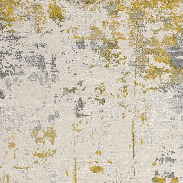 Homeroots 10' X 14' Gold And Ivory Abstract Washable Non Skid Area Rug  Polypropylene 528818