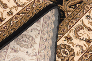 Homeroots 10' X 13' Beige And Black Oriental Washable Non Skid Area Rug  Other Material 528819