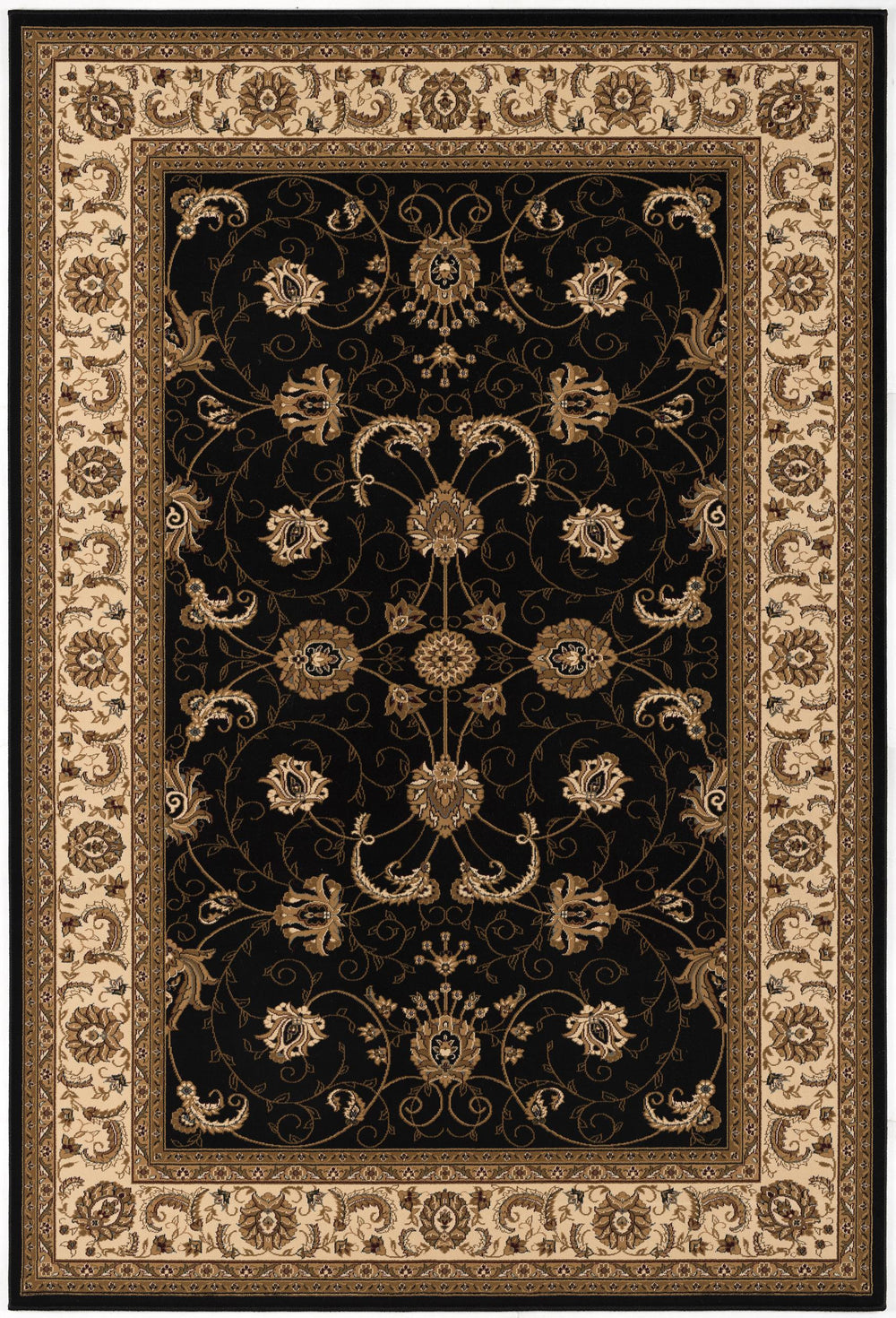 Homeroots 10' X 13' Beige And Black Oriental Washable Non Skid Area Rug  Other Material 528819