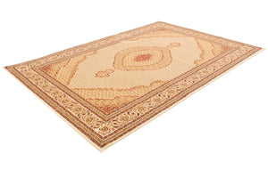 Homeroots 10' X 13' Beige And Ivory Oriental Washable Non Skid Area Rug  Other Material 528821