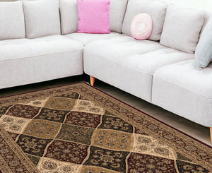 Homeroots 10' X 13' Red And Black Oriental Washable Non Skid Area Rug  Other Material 528822