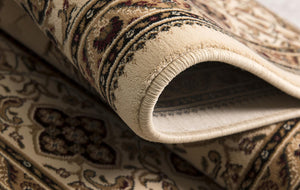 HomeRoots 10' Beige and Black Oriental Area Rug - Washable, Non-Skid, Durable Design for Homes with Pets 10' X 13' Rectangle 528824