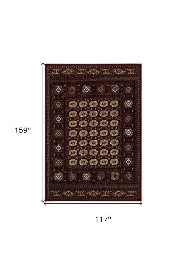 Homeroots 10' X 13' Red And Ivory Oriental Washable Non Skid Area Rug  Other Material 528826