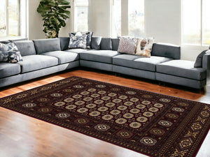 Homeroots 10' X 13' Red And Ivory Oriental Washable Non Skid Area Rug  Other Material 528826