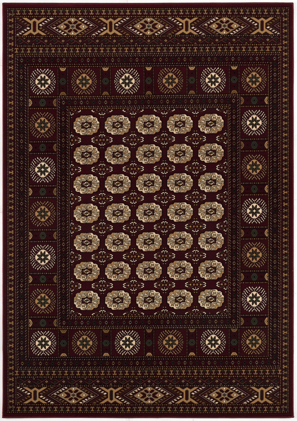 Homeroots 10' X 13' Red And Ivory Oriental Washable Non Skid Area Rug  Other Material 528826