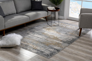 Homeroots 9' X 12' Gold Gray And Ivory Abstract Washable Non Skid Area Rug  Viscose 528827
