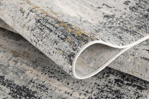 Homeroots 9' X 12' Gold Gray And Ivory Abstract Washable Non Skid Area Rug  Viscose 528827