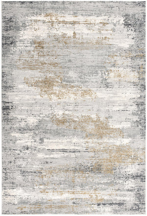 Homeroots 9' X 12' Gold Gray And Ivory Abstract Washable Non Skid Area Rug  Viscose 528827