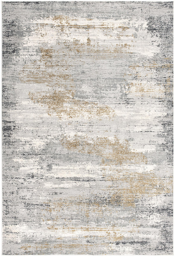 Homeroots 9' X 12' Gold Gray And Ivory Abstract Washable Non Skid Area Rug  Viscose 528827