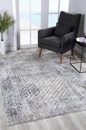 HomeRoots 9' X 12' Gray Abstract Area Rug - Washable, Non-Skid, Durable & Stylish for Modern Living Spaces 528828