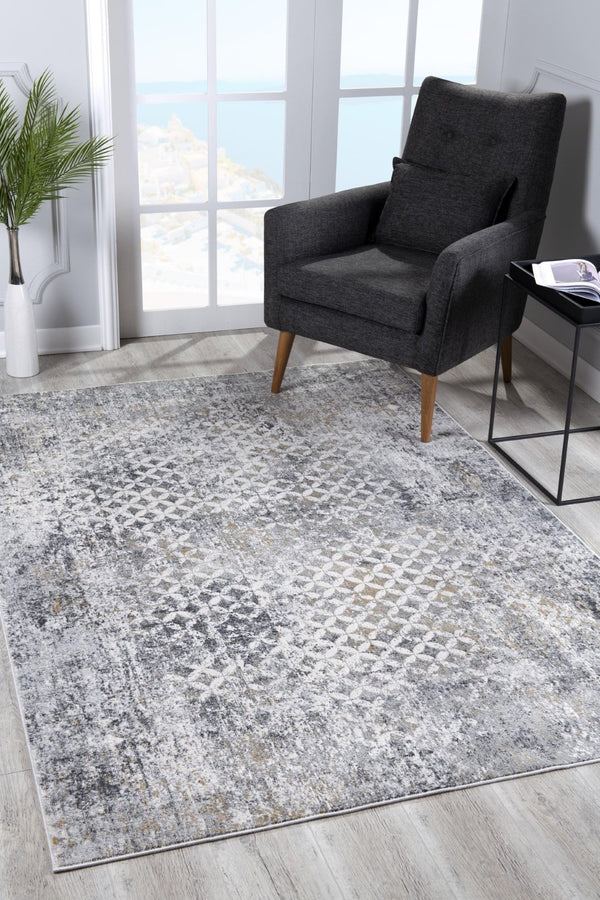 HomeRoots 9' X 12' Gray Abstract Area Rug - Washable, Non-Skid, Durable & Stylish for Modern Living Spaces 528828