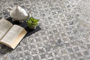 HomeRoots 9' X 12' Gray Abstract Area Rug - Washable, Non-Skid, Durable & Stylish for Modern Living Spaces 528828