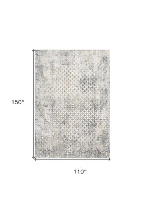 HomeRoots 9' X 12' Gray Abstract Area Rug - Washable, Non-Skid, Durable & Stylish for Modern Living Spaces 528828