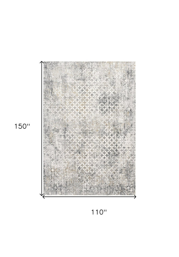 HomeRoots 9' X 12' Gray Abstract Area Rug - Washable, Non-Skid, Durable & Stylish for Modern Living Spaces 528828