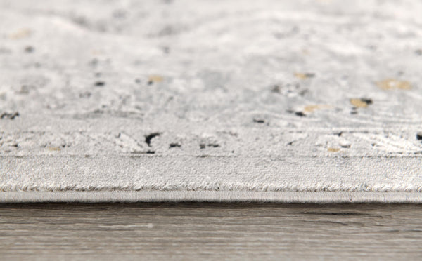 Homeroots 9' X 12' Gray Oriental Washable Non Skid Area Rug  Viscose 528829