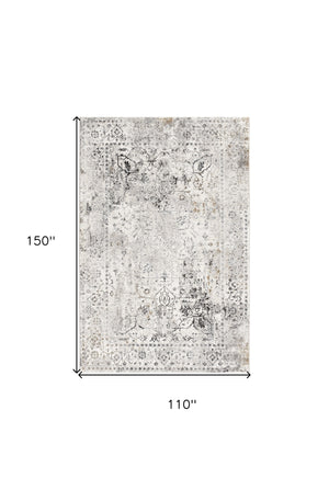 Homeroots 9' X 12' Beige Oriental Washable Non Skid Area Rug  Polyester 528830