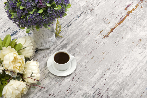 Homeroots 9' X 12' Gray Abstract Washable Non Skid Area Rug  Polyester 528831