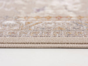 Homeroots 9' X 12' Beige And Ivory Oriental Power Loom Washable Non Skid Area Rug  Cotton Blend 528833