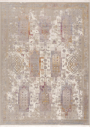Homeroots 9' X 12' Beige And Ivory Oriental Power Loom Washable Non Skid Area Rug  Cotton Blend 528833