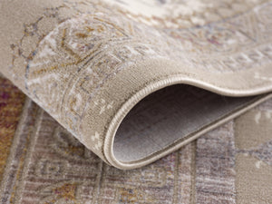 Homeroots 9' X 12' Beige And Ivory Oriental Power Loom Washable Non Skid Area Rug  Cotton Blend 528833