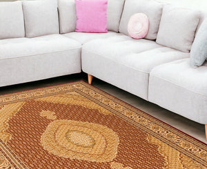 Homeroots 10' X 13' Beige And Red Oriental Washable Non Skid Area Rug  Other Material 528838