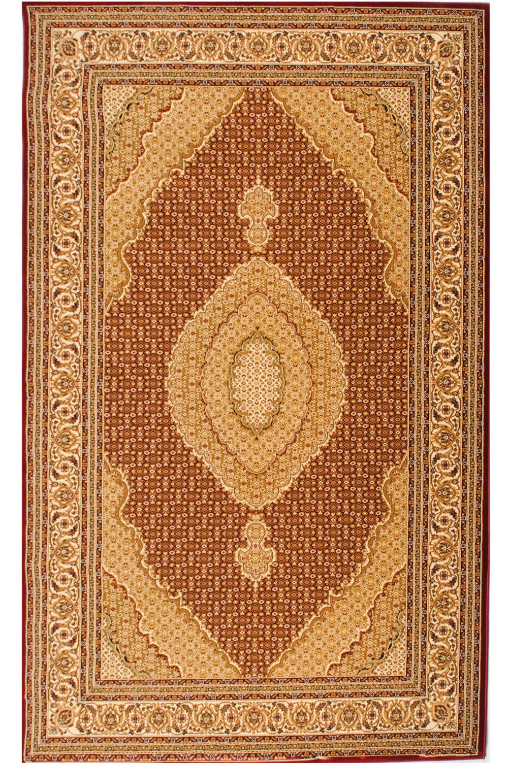 Homeroots 10' X 13' Beige And Red Oriental Washable Non Skid Area Rug  Other Material 528838