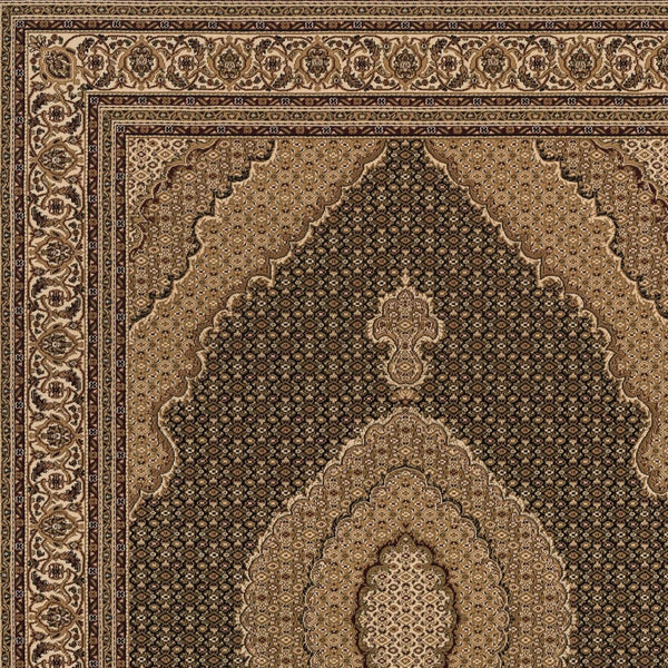Homeroots 10' X 13' Beige And Black Oriental Washable Non Skid Area Rug  Other Material 528839