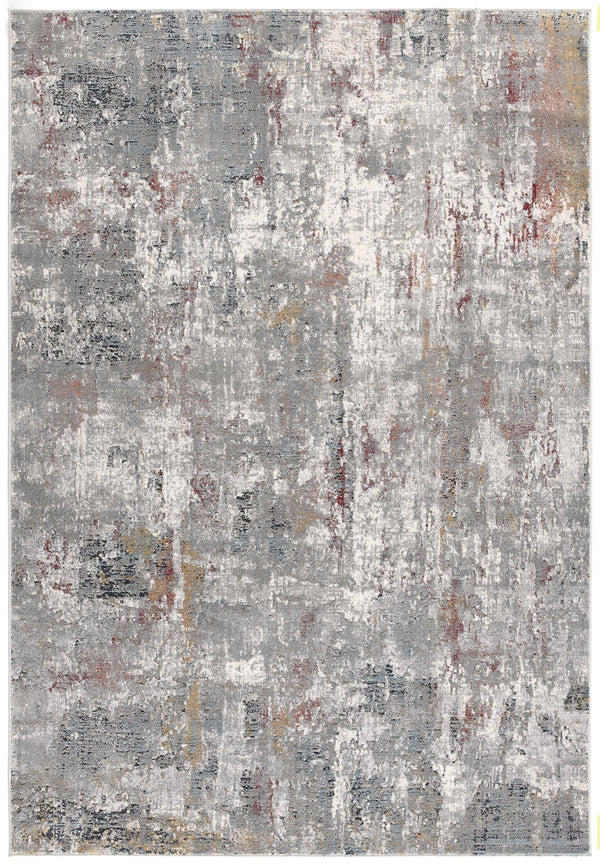 Homeroots 9' X 12' Gray Red And Ivory Abstract Washable Non Skid Area Rug  Viscose 528842