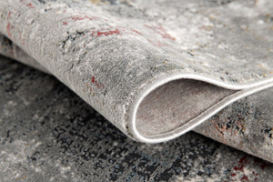 Homeroots 9' X 12' Gray Red And Ivory Abstract Washable Non Skid Area Rug  Viscose 528842