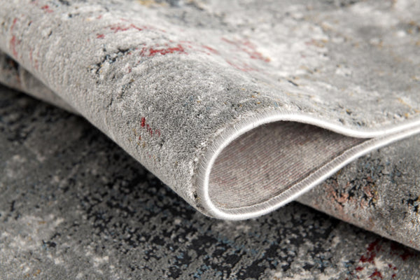 Homeroots 9' X 12' Gray Red And Ivory Abstract Washable Non Skid Area Rug  Viscose 528842