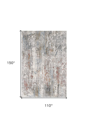 HomeRoots 9' X 12' Gray Abstract Area Rug - Washable, Non-Skid, Family-Friendly Design for Modern Spaces 528843